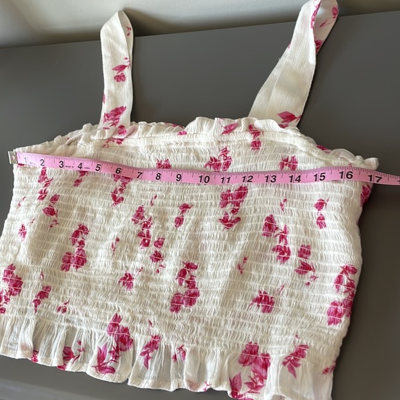 BP Smocked Floral Cottage Cropped Ruffle Top - Picture 8 of 9